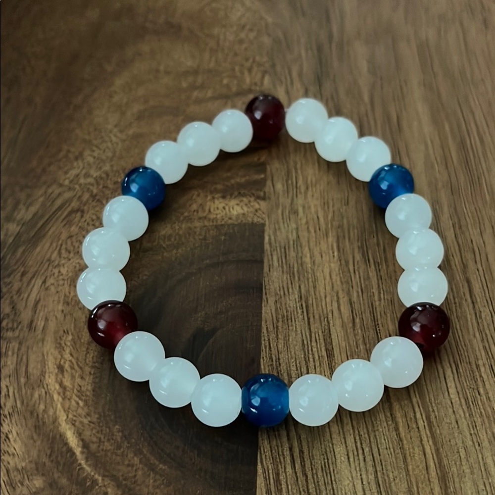 White and Blue Beaded Bracelet Jewelry